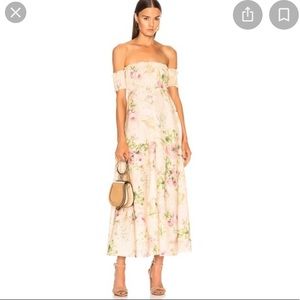 Zimmerman Iris Shirred Bodice Floral Linen Dress